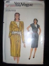 8564 EZ VOGUE CONTRAST FLY CAP- LONG SLEEVE STRAIGHT POCKET DRESS PATTERN 6-10 UNCUT